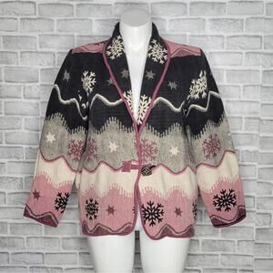 Vintage 90s Flashback Tapestry Snowflake Jacket, sz Large